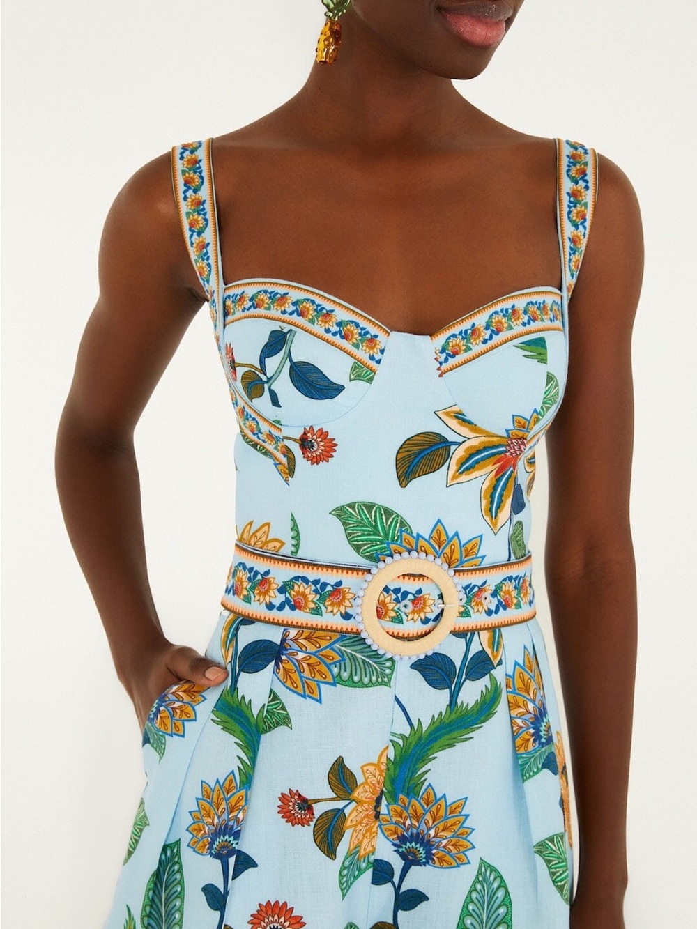 Farm Rio Delhi Blue Floral Belted Romper - Picture 2 of 7